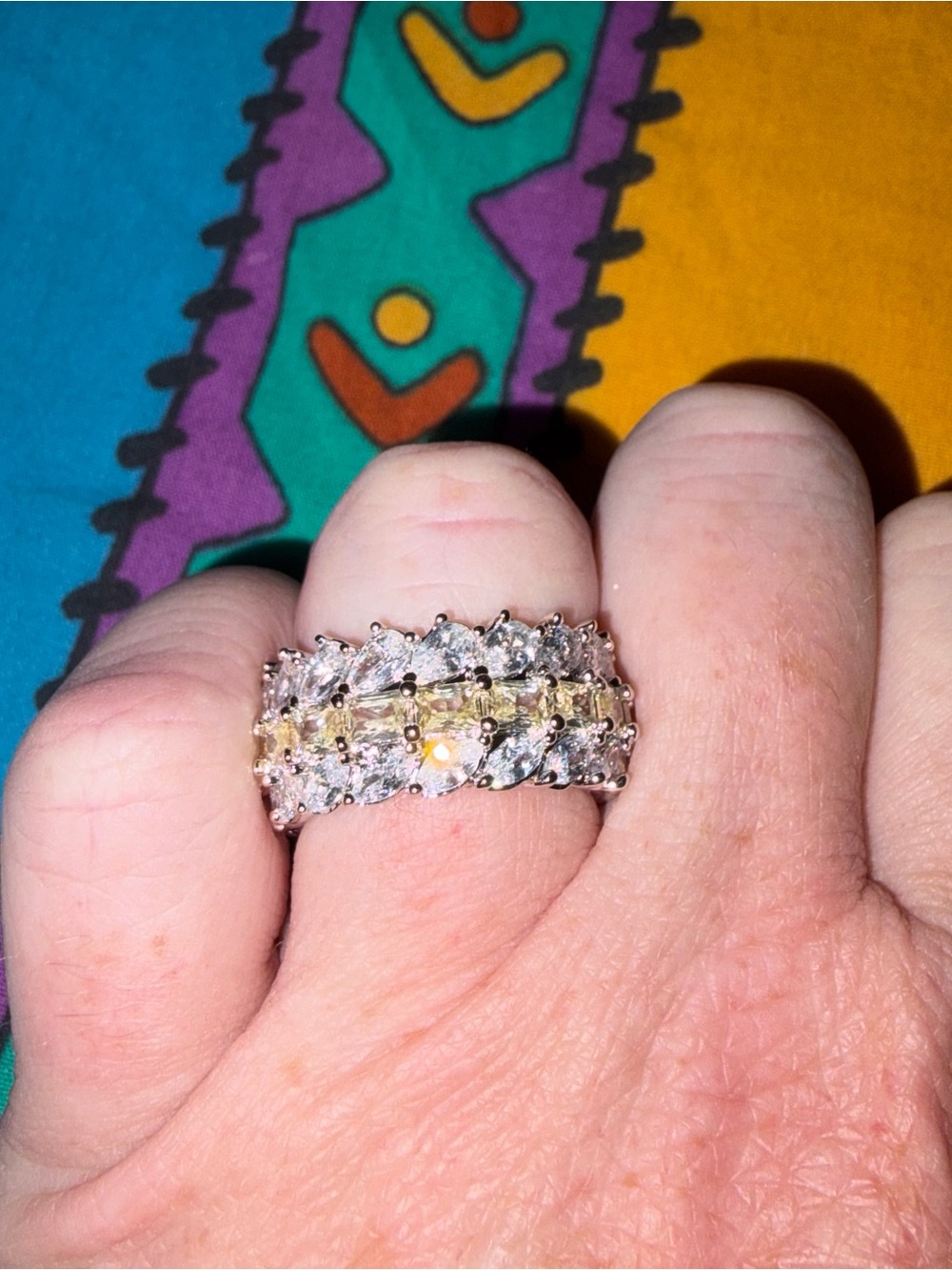 Ring Lemon and Diamond Cubic Zirconia with rhodium plating size 8
